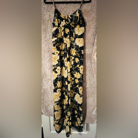 Xhilaration Pants - Xhilaration Black and Cream Floral Wide Leg Jumpsuit